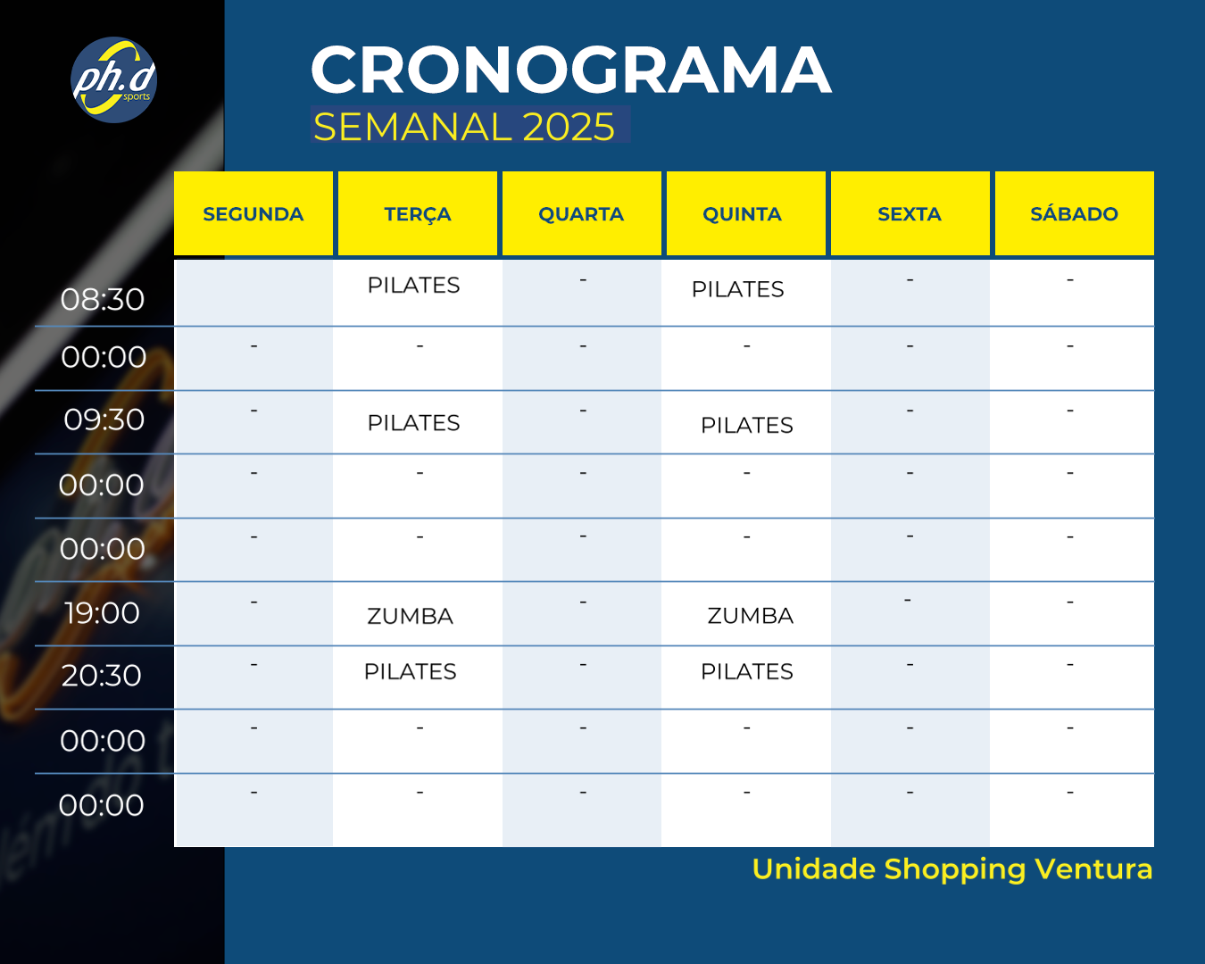 Academia Shopping Ventura - Estrutura